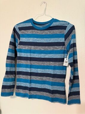 Revolution Boys' Blue Teal Striped Crew Tee